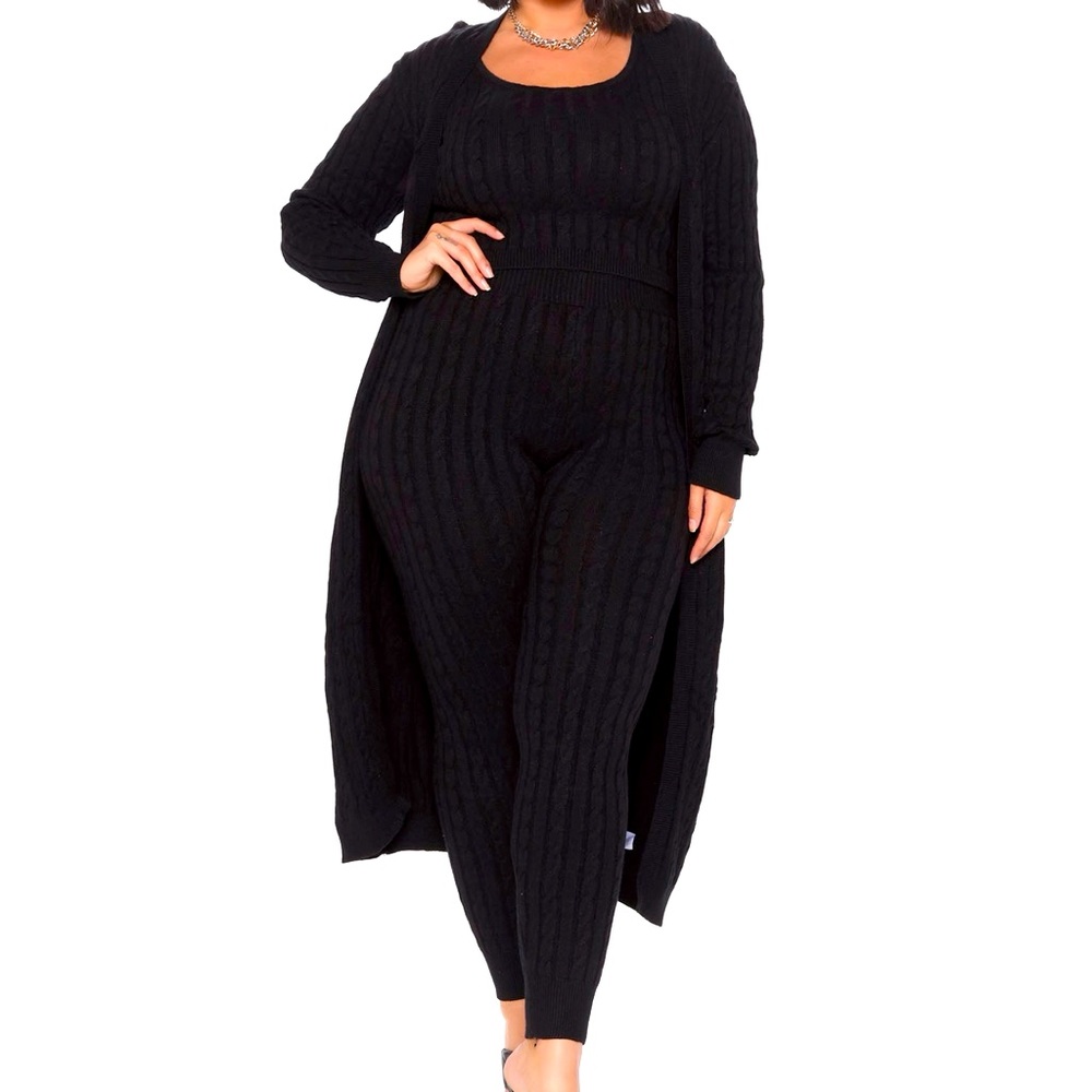 Sweater Leggings Set 3 Piece Comfy Soft - Black - worn once- Size 1X